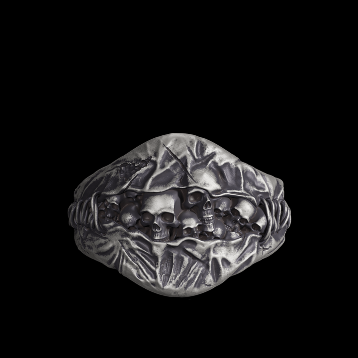Stitched Skull Sterling Silver Gothic Ring | RoyalLuster.com