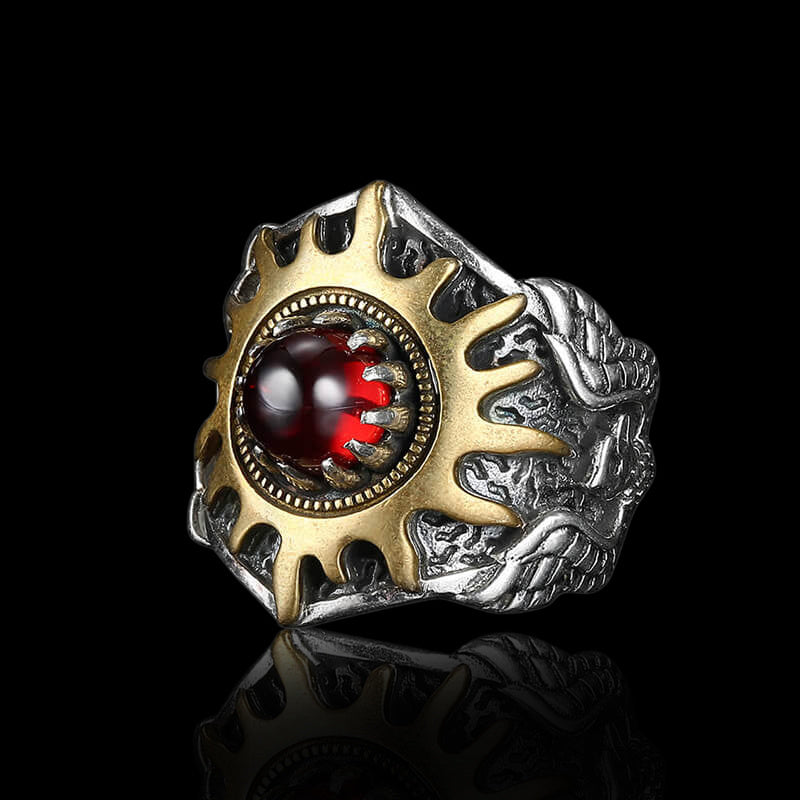 Sun Pattern Eagle 925 Sterling Silver Copper Alloy Men's Ring 01 | Royalluster.com