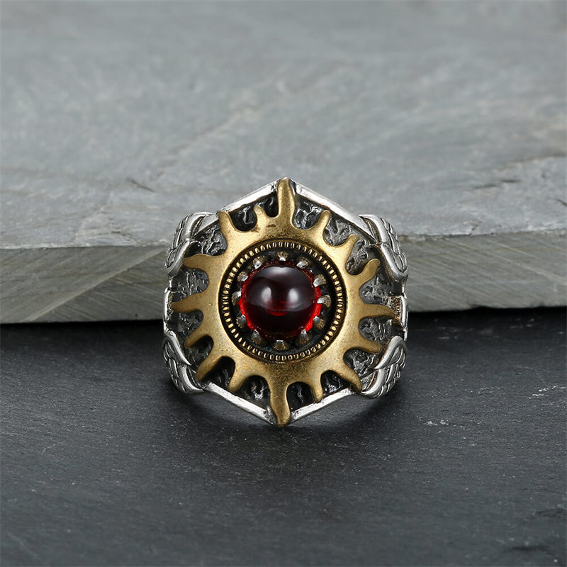 Sun Pattern Eagle 925 Sterling Silver Copper Alloy Men's Ring