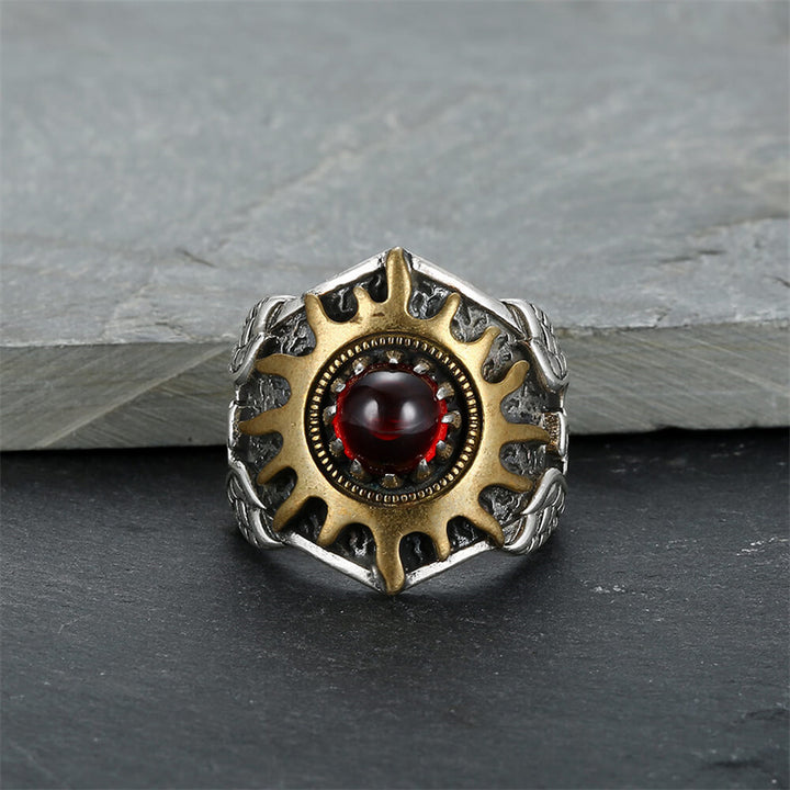 Sun Pattern Eagle 925 Sterling Silver Copper Alloy Men's Ring