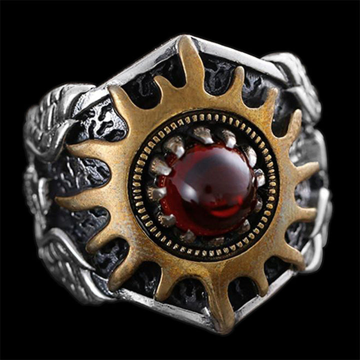 Sun Pattern Eagle 925 Sterling Silver Copper Alloy Men's Ring
