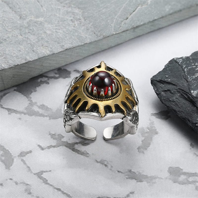 Sun Pattern Eagle 925 Sterling Silver Copper Alloy Men's Ring 04 | Royalluster.com
