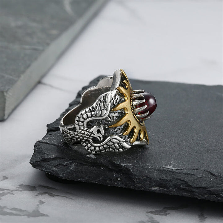 Sun Pattern Eagle 925 Sterling Silver Copper Alloy Men's Ring