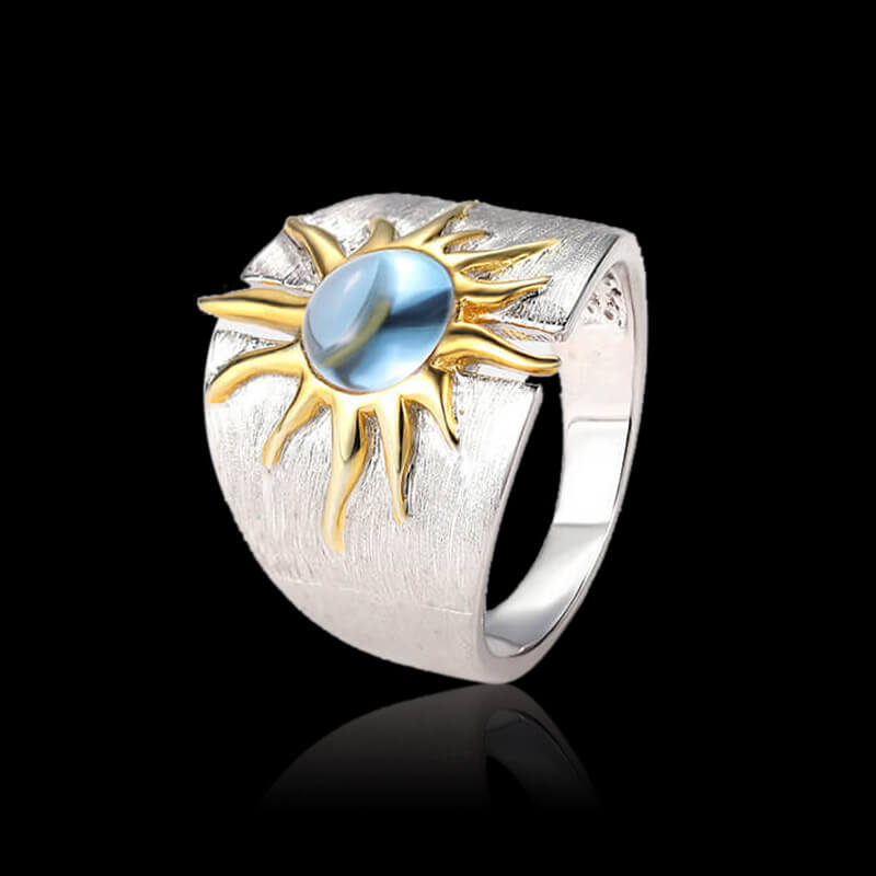 Sun Pattern Topaz 925 Sterling Silver Ring 01 | RoyalLuster.com