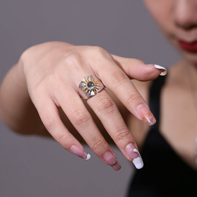 Sun Pattern Topaz 925 Sterling Silver Ring 02 | RoyalLuster.com
