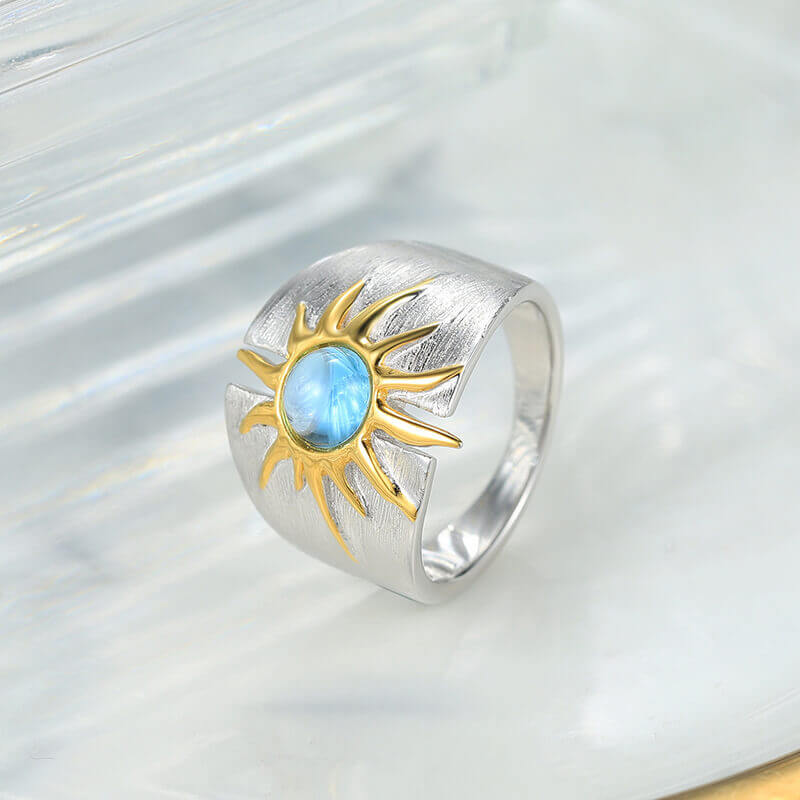 Sun Pattern Topaz 925 Sterling Silver Ring 04 | RoyalLuster.com