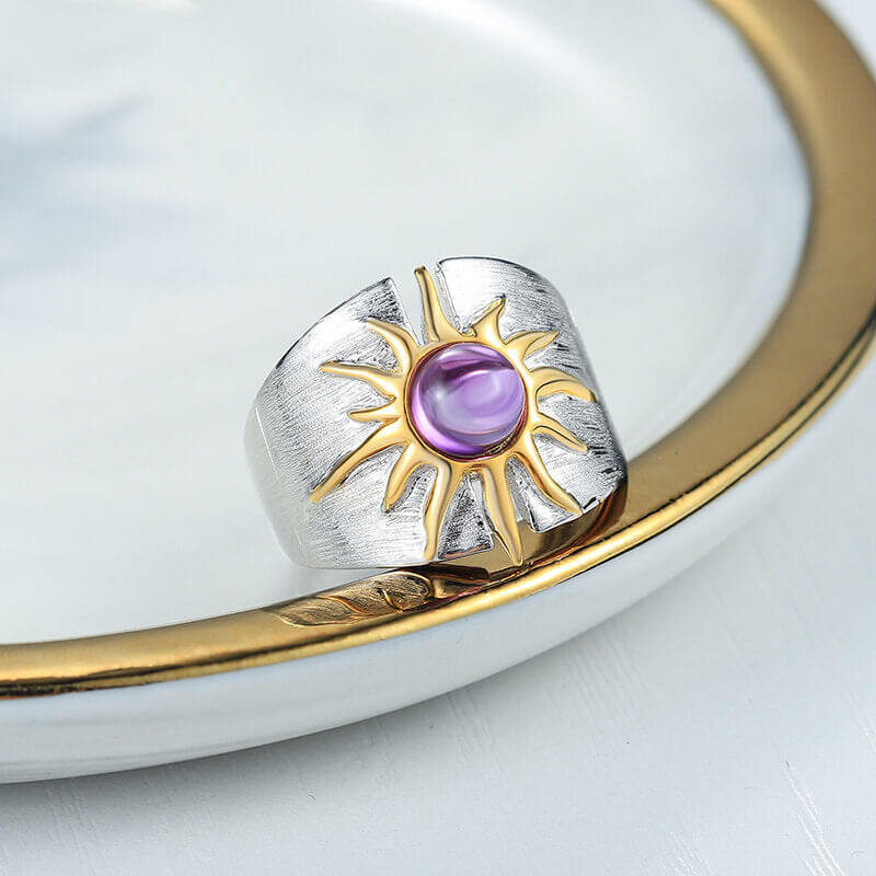Sun Pattern Topaz 925 Sterling Silver Ring 05 | RoyalLuster.com