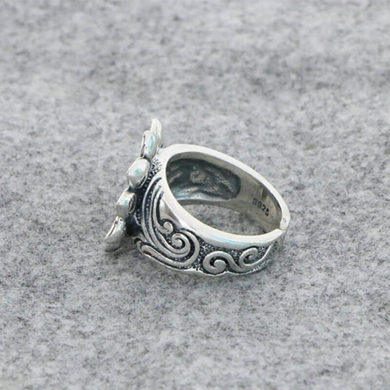 Sunflower 925 Sterling Silver Open Ring 04 | RoyalLuster.com
