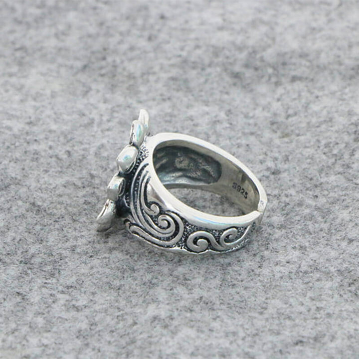 Sunflower 925 Sterling Silver Open Ring 04 | RoyalLuster.com