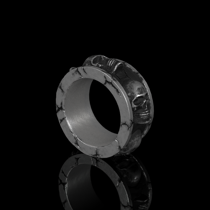 Surrounded Skulls 925 Sterling Silver Ring