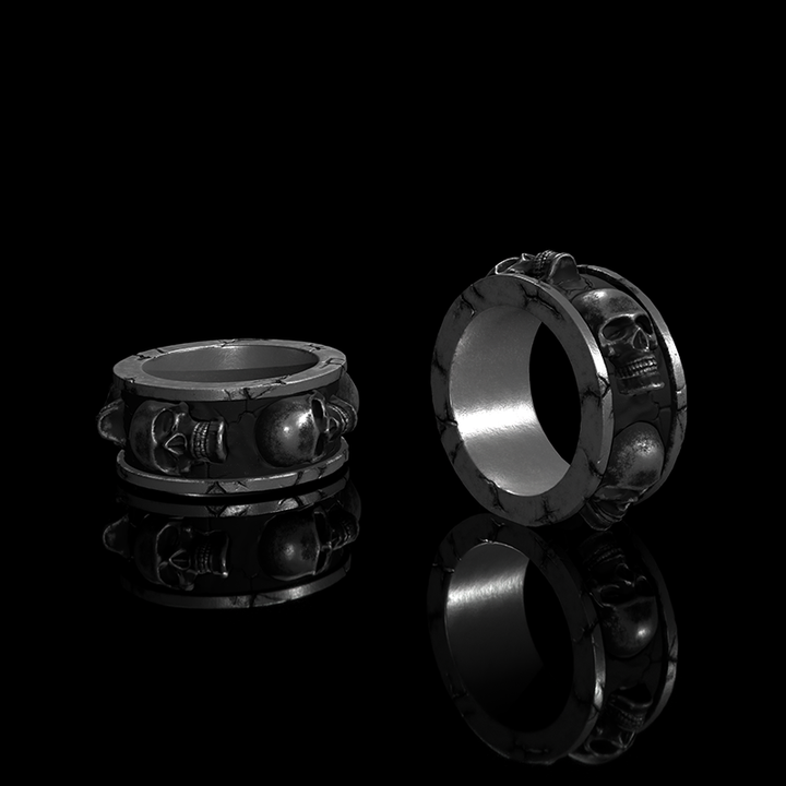 Surrounded Skulls 925 Sterling Silver Ring