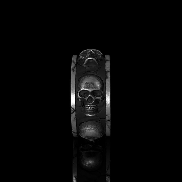 Surrounded Skulls 925 Sterling Silver Ring