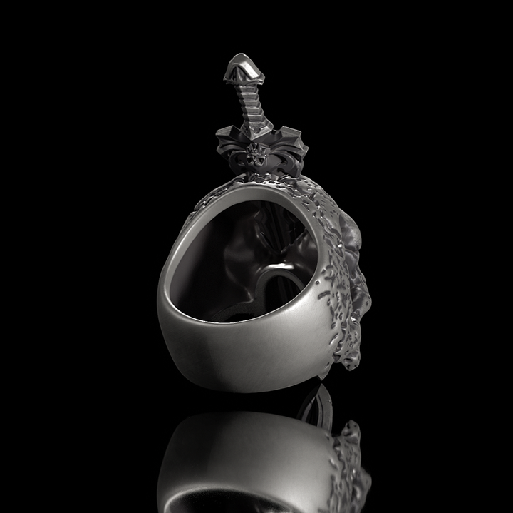 Sword Piercing Skull 925 Sterling Silver Ring