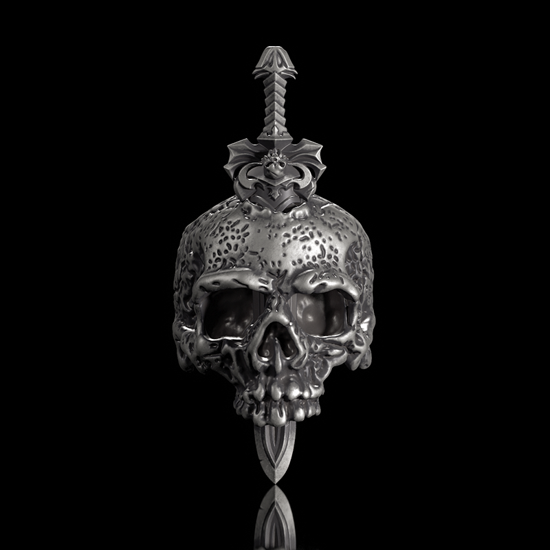 Sword Piercing Skull 925 Sterling Silver Ring