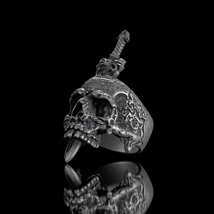 Sword Piercing Skull 925 Sterling Silver Ring
