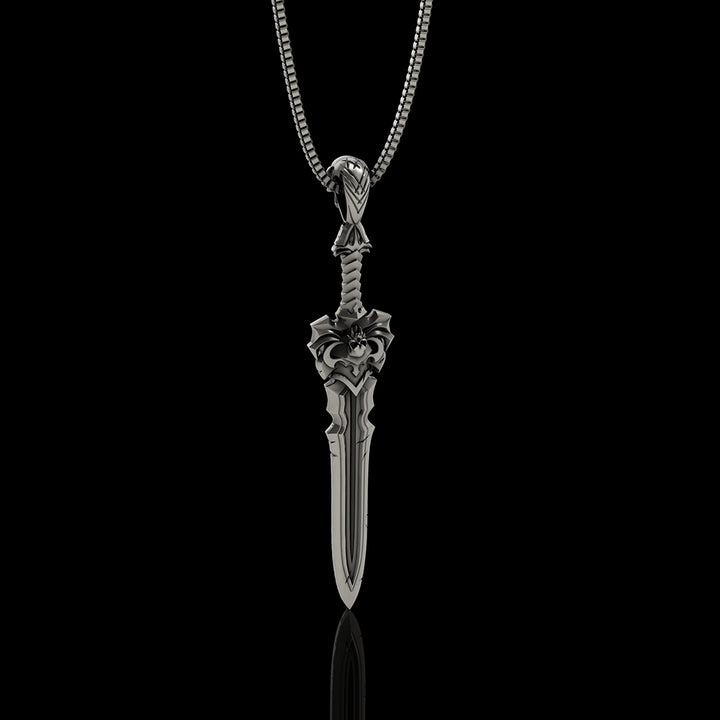 Sword Weapon 925 Sterling Silver Skull Pendant
