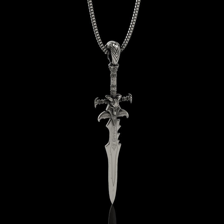 Sword Weapon 925 Sterling Silver Skull Pendant