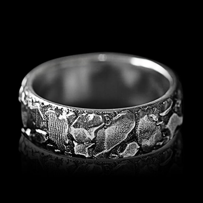 Texture 925 Sterling Silver Men's Ring 01 | RoyalLuster.com