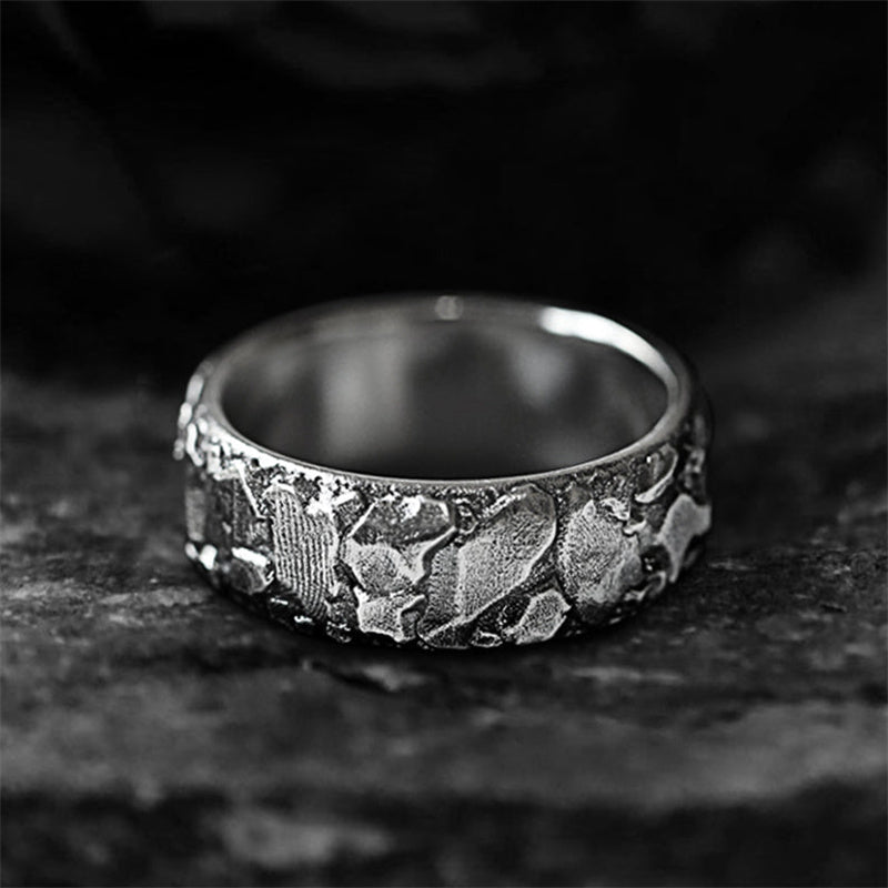 Texture 925 Sterling Silver Men's Ring 04 | RoyalLuster.com