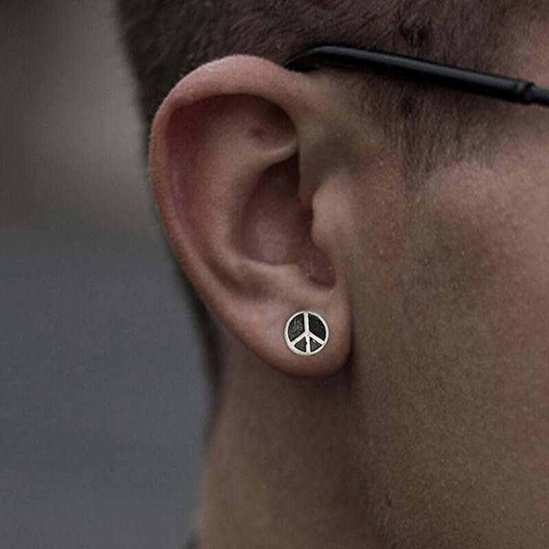 The Peace Symbol 925 Sterling Silver Stud Earrings
