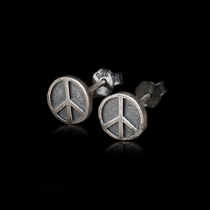 The Peace Symbol 925 Sterling Silver Stud Earrings