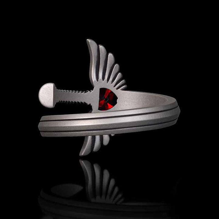The Sword Of Angels Heart Gem Sterling Silver Ring