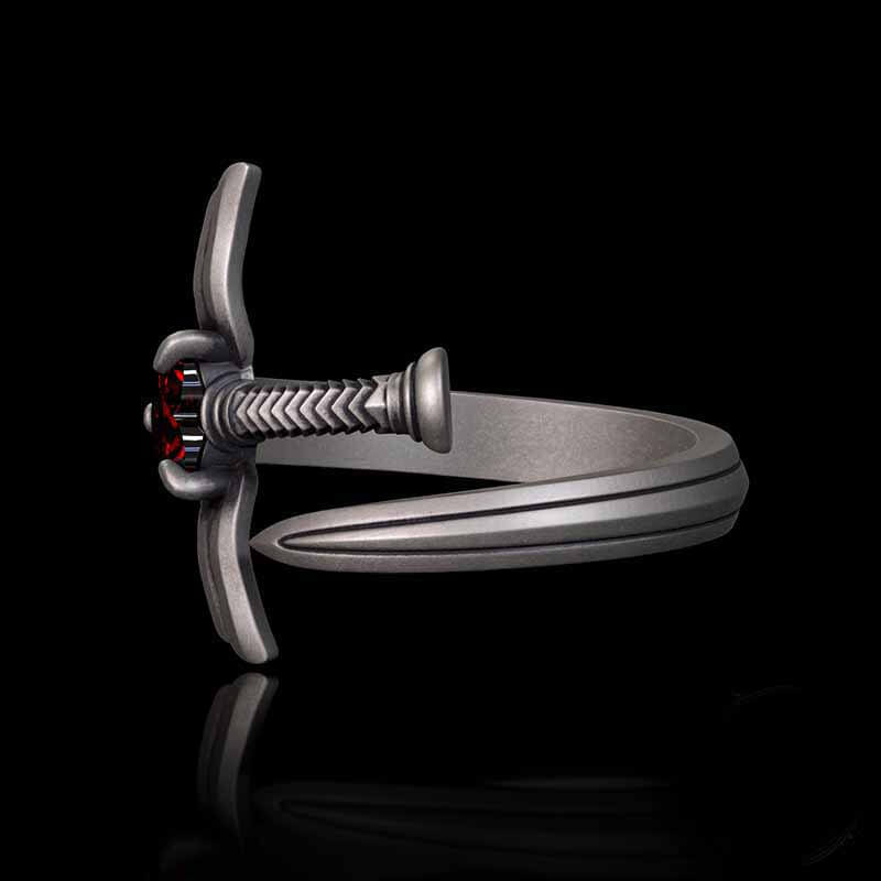 The Sword Of Angels Heart Gem Sterling Silver Ring
