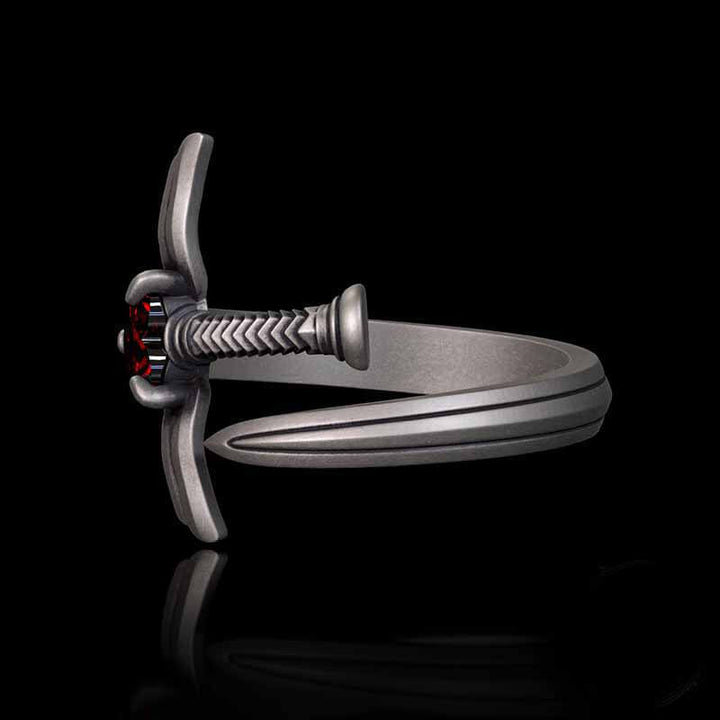 The Sword Of Angels Heart Gem Sterling Silver Ring