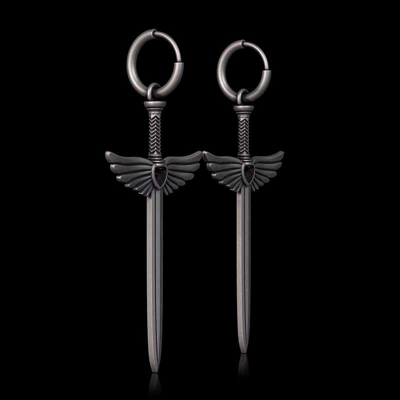 The Sword Of Angels Heart Gem Sterling Silver Earrings