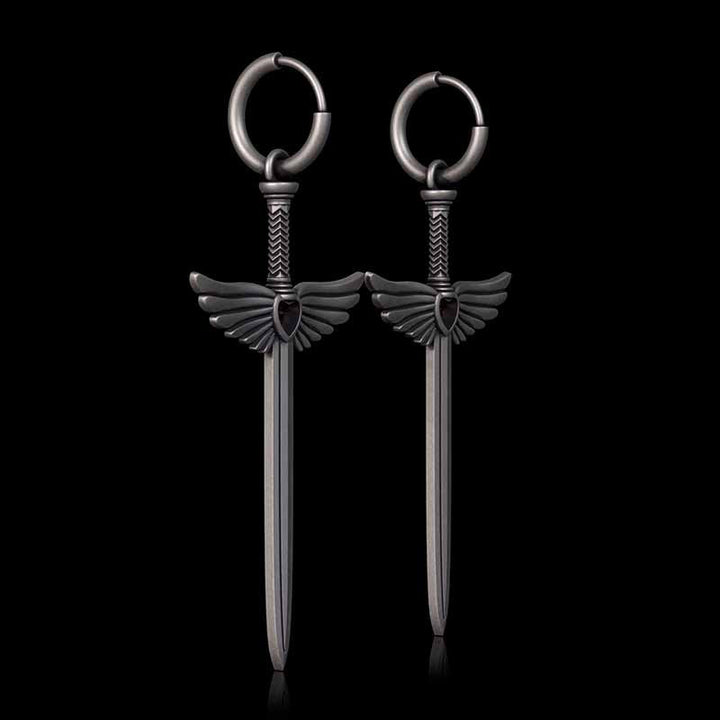 The Sword Of Angels Heart Gem Sterling Silver Earrings