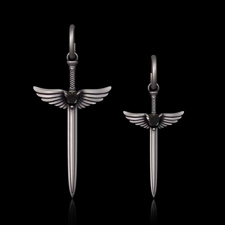 The Sword Of Angels Heart Gem Sterling Silver Earrings