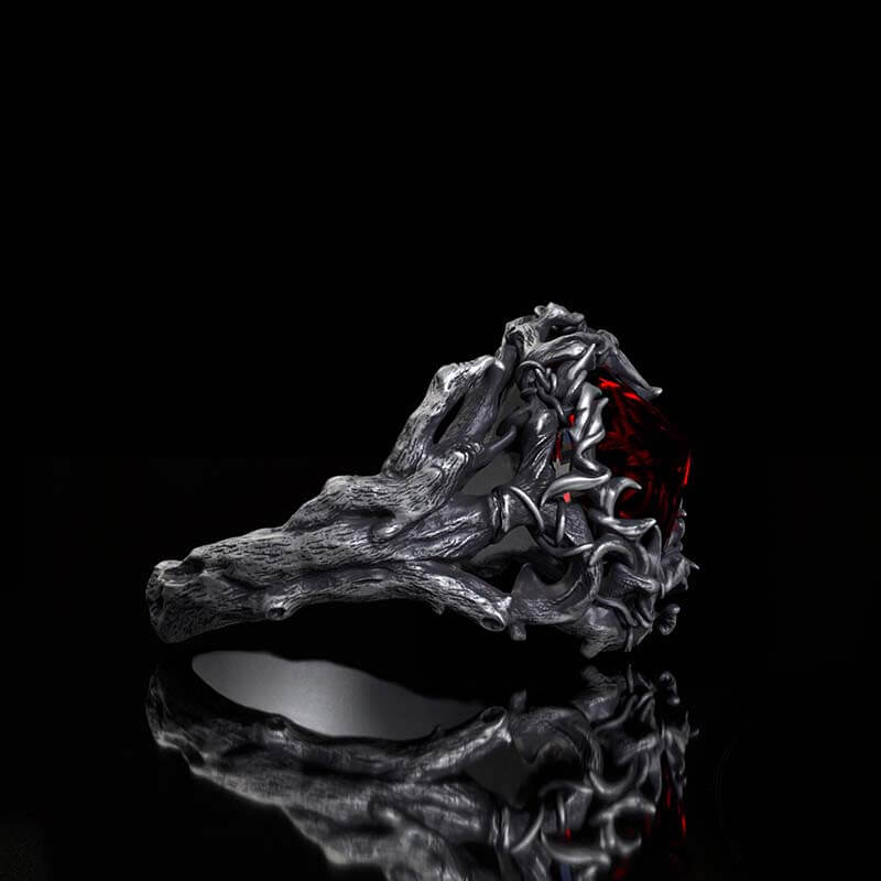 Thorns Gem-set Sterling Silver Gothic Ring | RoyalLuster.com