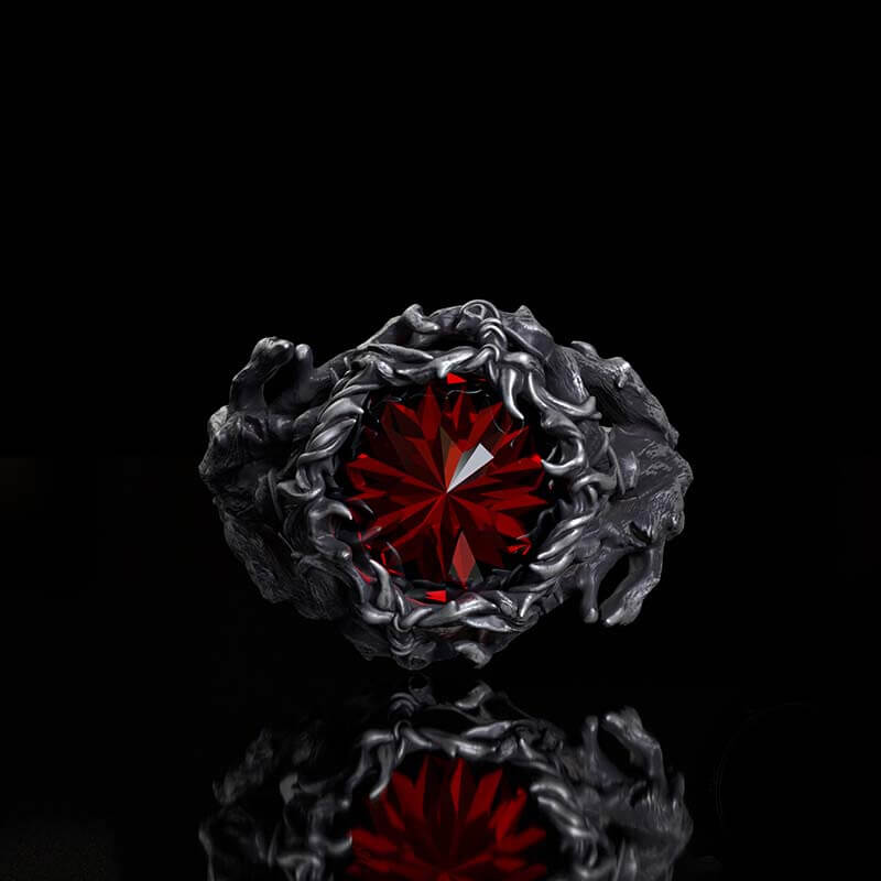 Thorns Gem-set Sterling Silver Gothic Ring | RoyalLuster.com