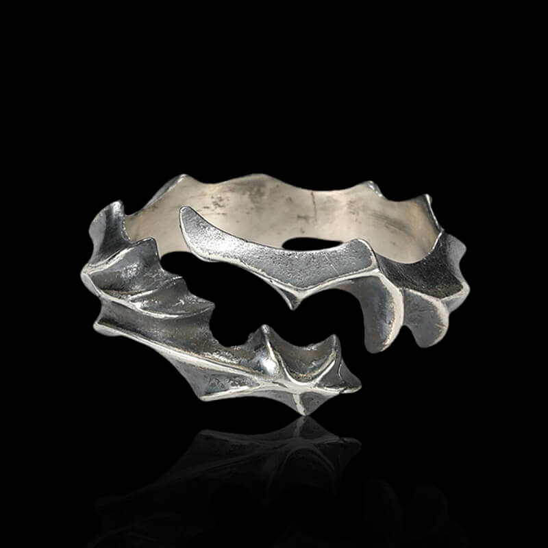 Thorny Rattan 925 Sterling Silver Opening Ring 01 | RoyalLuster.com
