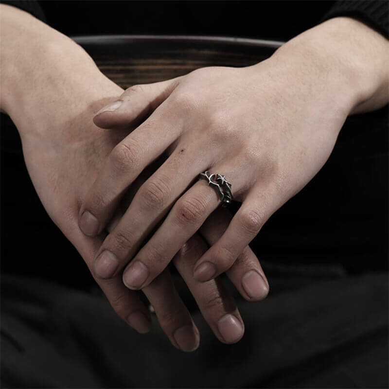 Thorny Rattan 925 Sterling Silver Opening Ring 02 | RoyalLuster.com