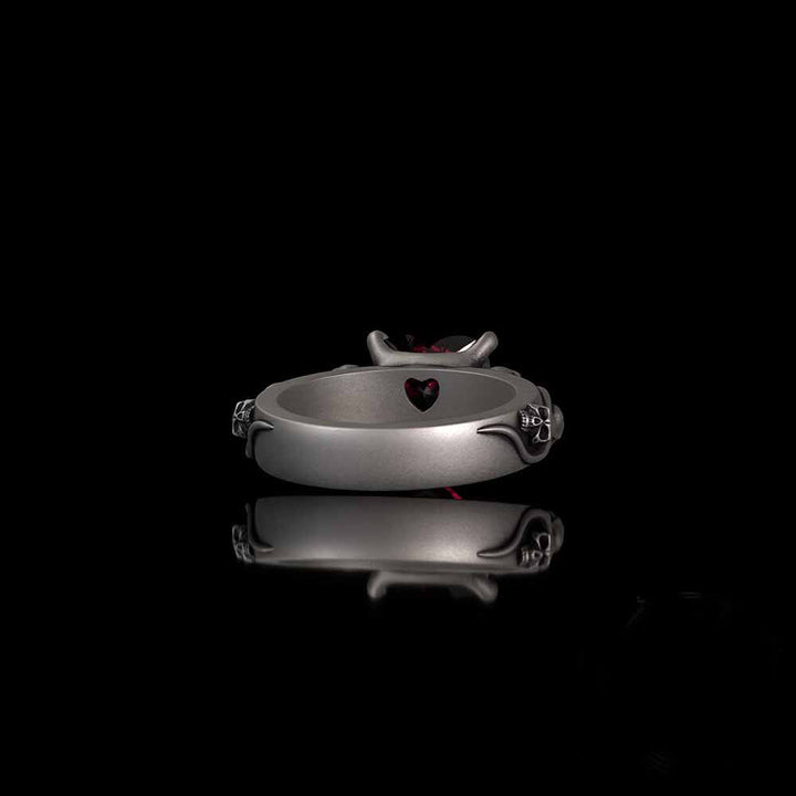 Till Death Do Us Part Heart Gem Sterling Silver Skull Ring