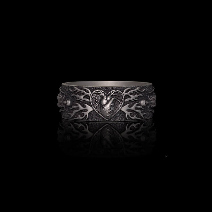 Till Death Do Us Part Heart Sterling Silver Skeleton Ring 02 | RoyalLuster.com