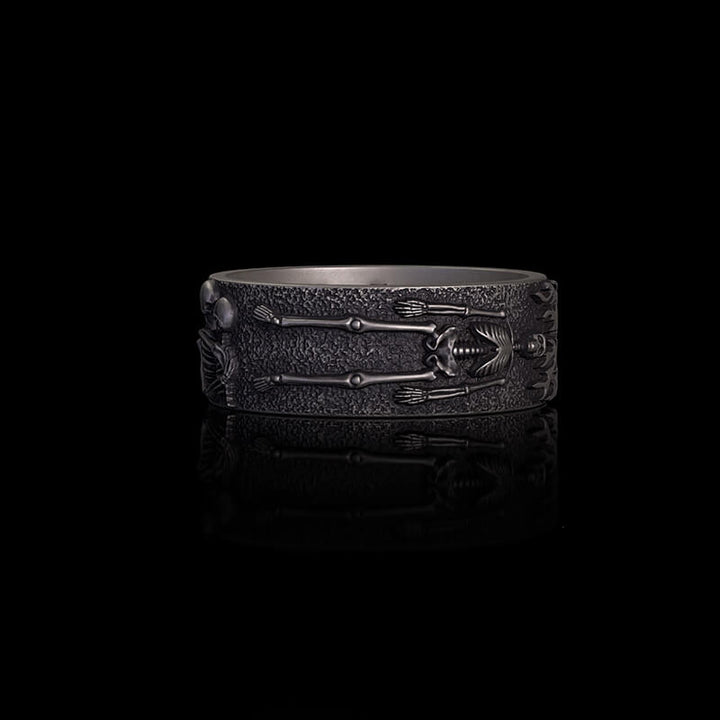 Till Death Do Us Part Heart Sterling Silver Skeleton Ring 03 | RoyalLuster.com