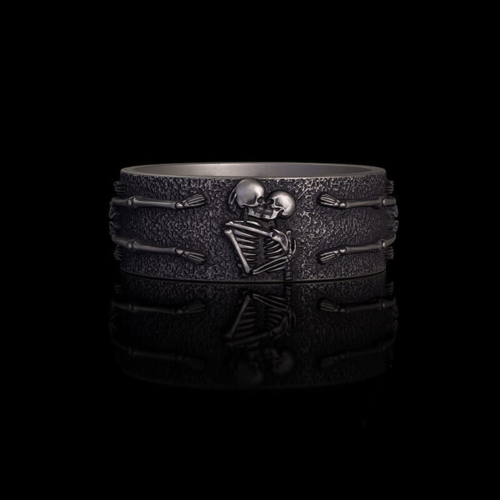 Till Death Do Us Part Heart Sterling Silver Skeleton Ring
