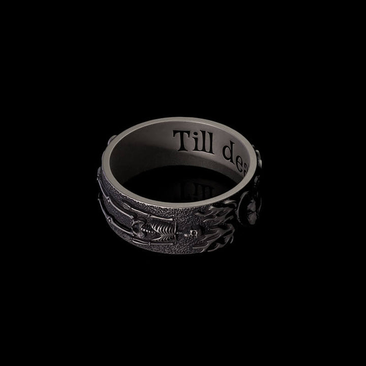Till Death Do Us Part Heart Sterling Silver Skeleton Ring
