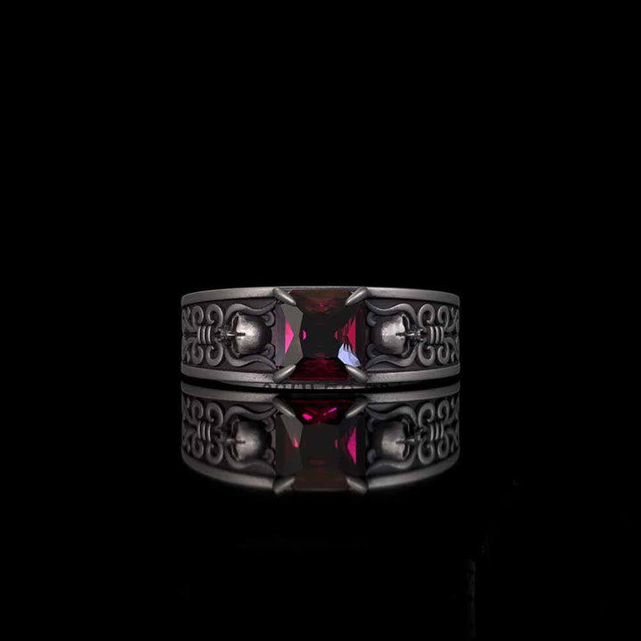 Till Death Do Us Part Skull Gem-Set Sterling Silver Ring