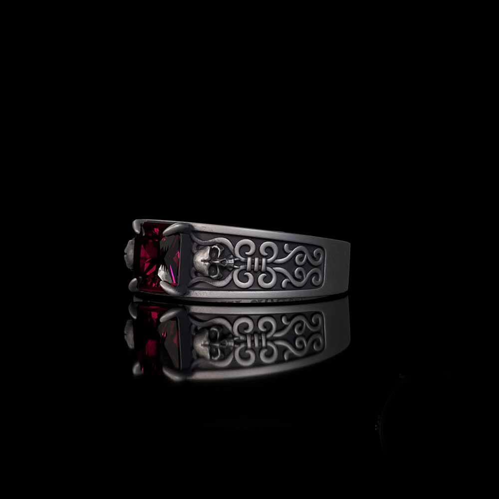 Till Death Do Us Part Skull Gem-Set Sterling Silver Ring