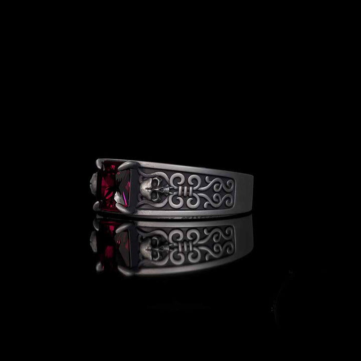 Till Death Do Us Part Skull Gem-Set Sterling Silver Ring
