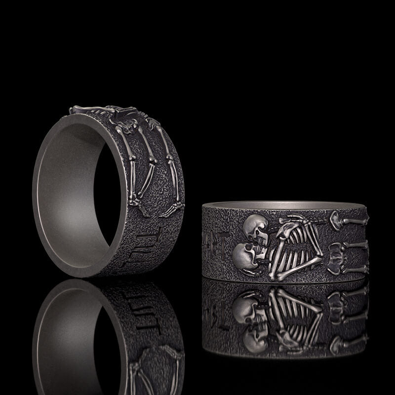 Till Death Do Us Part Sterling Silver Skeleton Ring 01 | RoyalLuster.com