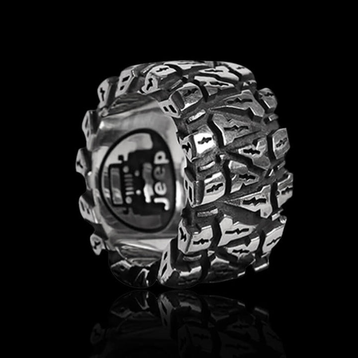 Tire 925 Sterling Silver Men's Biker Ring 01 | RoyalLuster.com