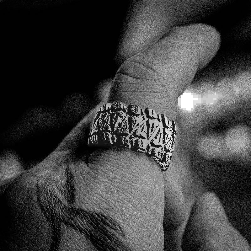 Tire 925 Sterling Silver Men's Biker Ring 02 | RoyalLuster.com