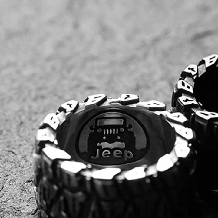 Tire 925 Sterling Silver Men's Biker Ring 03 | RoyalLuster.com