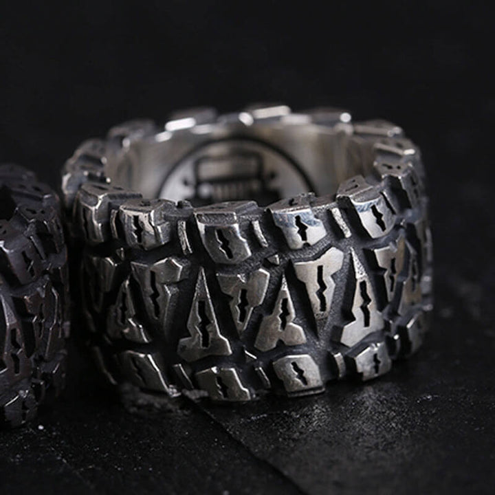 Tire 925 Sterling Silver Men's Biker Ring 05 | RoyalLuster.com