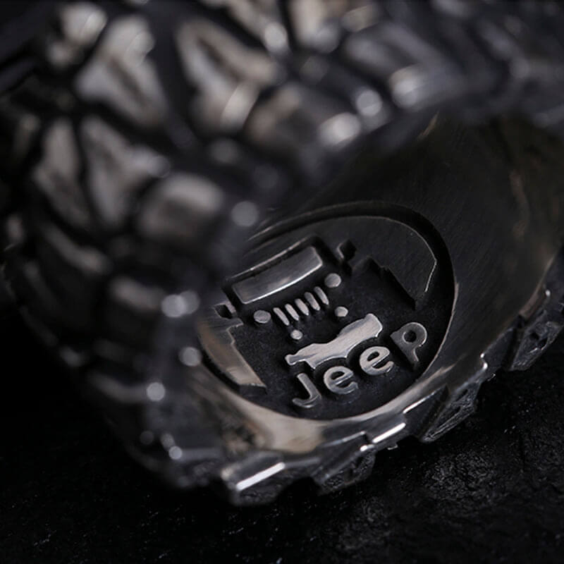 Tire 925 Sterling Silver Men's Biker Ring