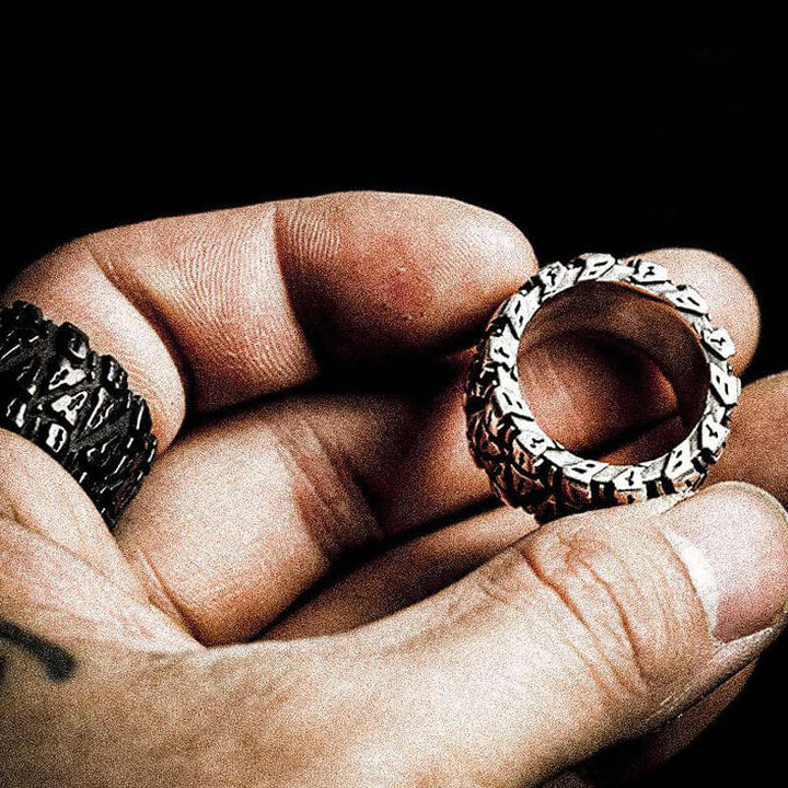Tire 925 Sterling Silver Men's Biker Ring